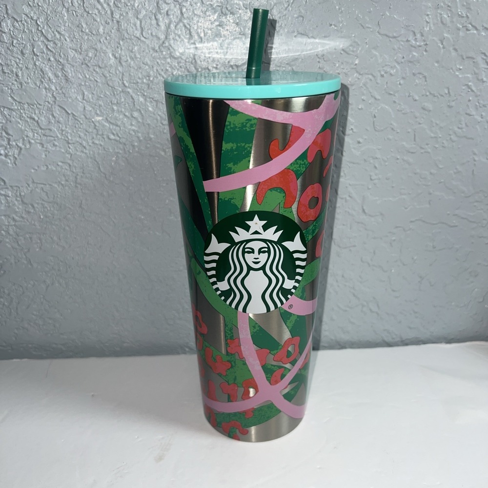 Starbucks Stainless Steel Jungle Tropical Leopard Print Tumbler June 2021‎